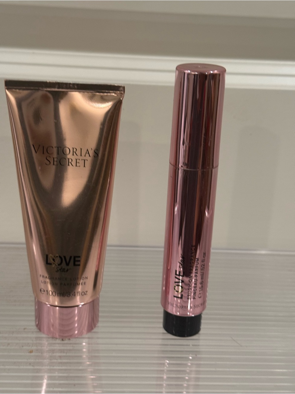 NEW Victoria's Secret Love Star Lotion & Brush On Parfum Set